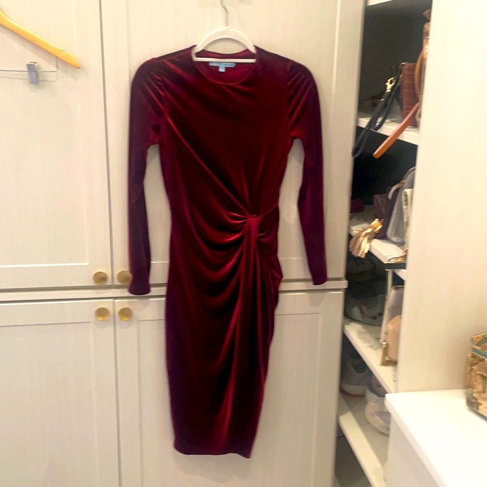 Faux velvet maroon dress size 2